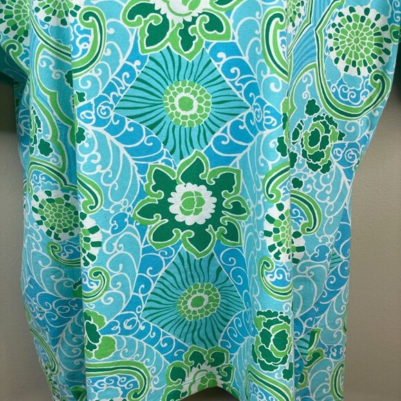 Talbots Floral Top Women XLarge Beachy Coastal Mosaic Floral Print Casual Travel - Picture 3 of 10